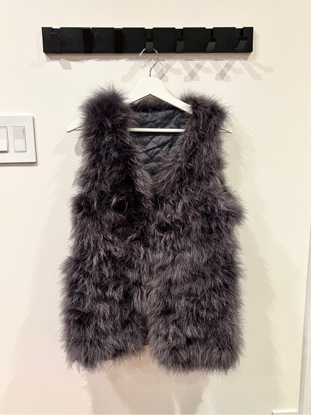 Fur Vest in Charcoal Gray